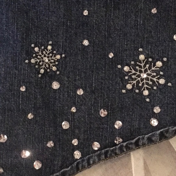 Gymboree denim tulle snowflake skirt 5 EUC - Picture 2 of 4